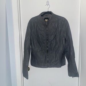 LOCK & LOVE | Women’s XL | Dark Gray Faux Leather Moto Jacket